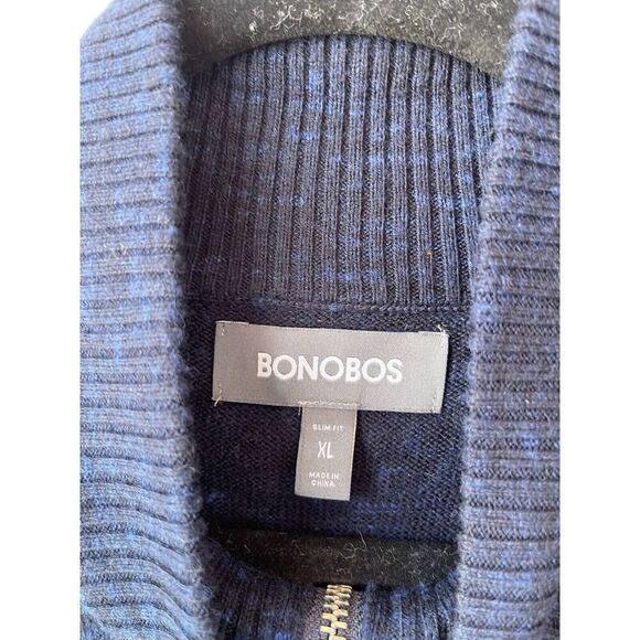 Bonobos Sweater Mens XL  Blue Cashmere Blend Long Sleeve Quarter Zip Preppy - Picture 3 of 10